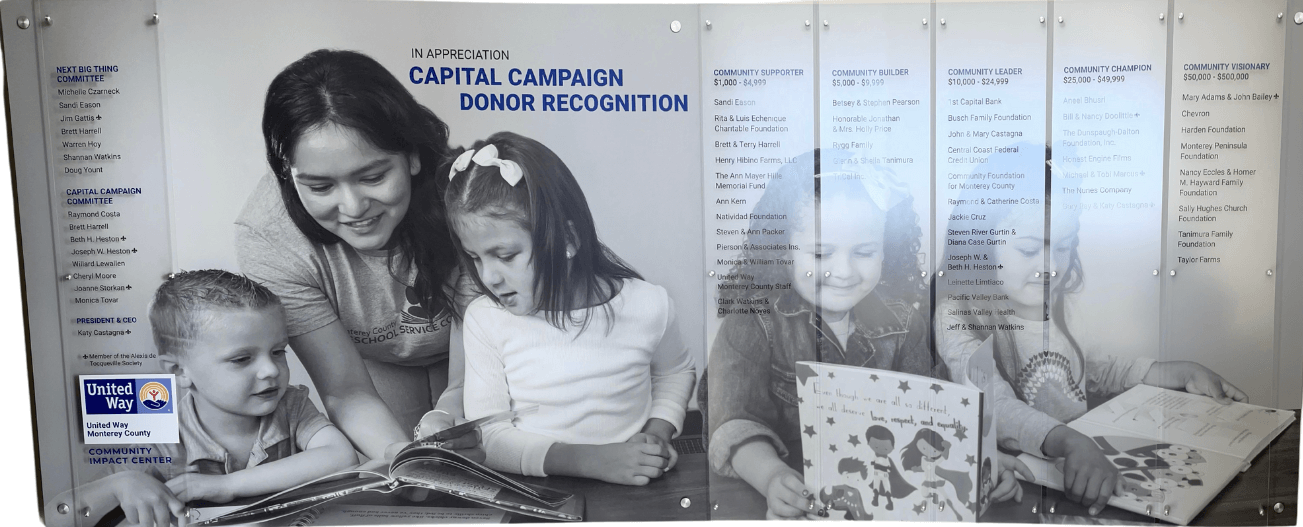Capital Campaign Donor Wall for United Way Monterey County