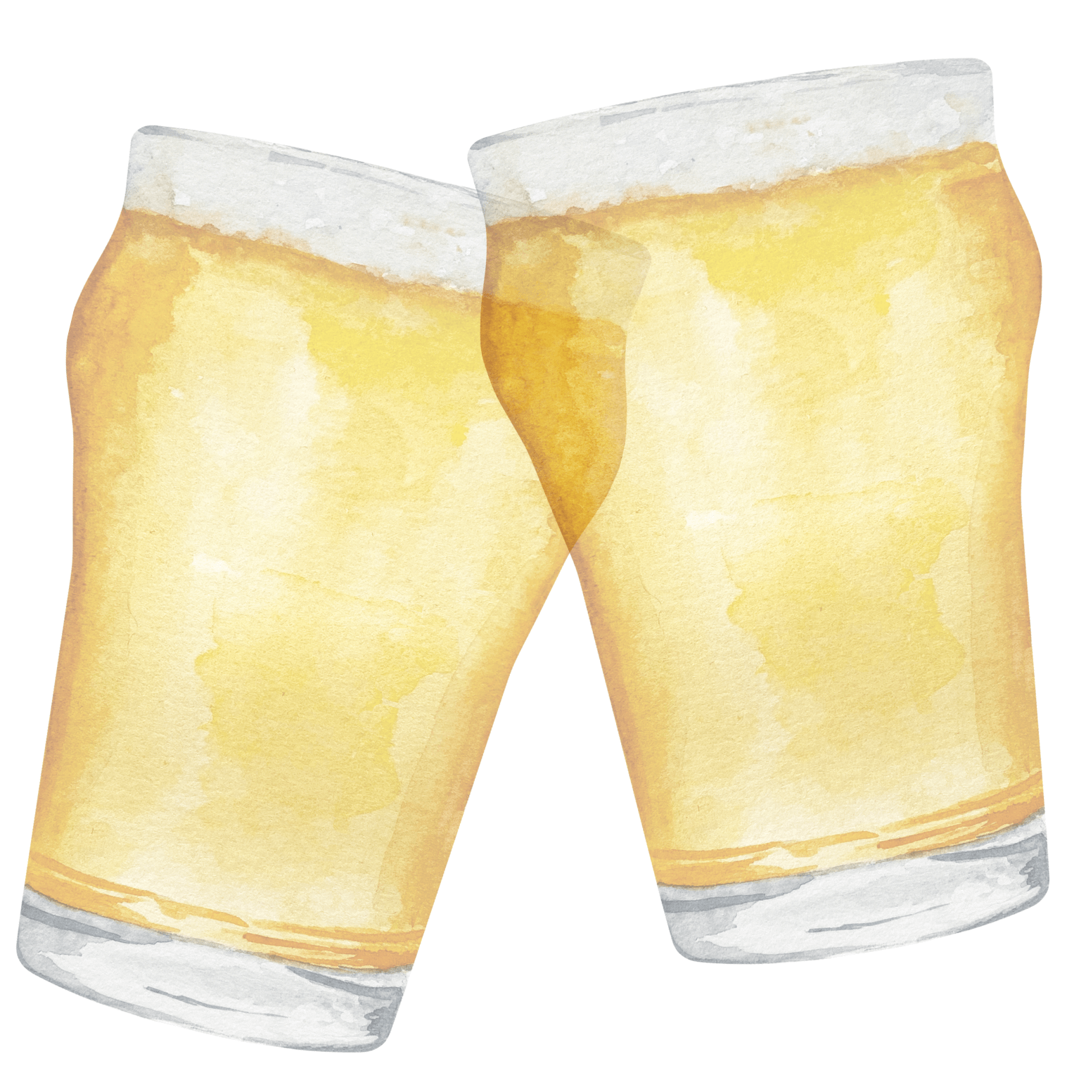 Watercolor style picture of two glasses full of beer
