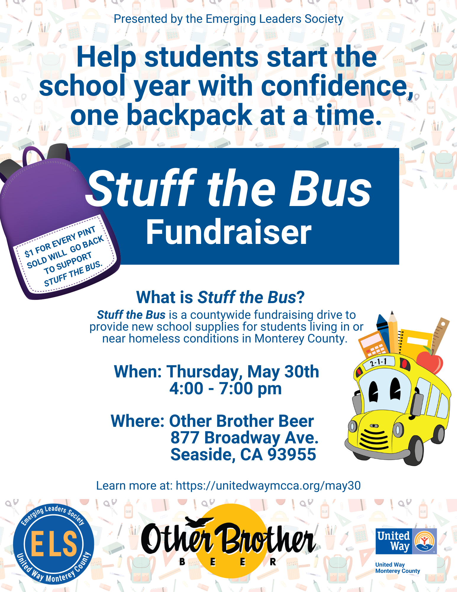 ELS Other Brother Stuff the Bus Fundraiser Flyer