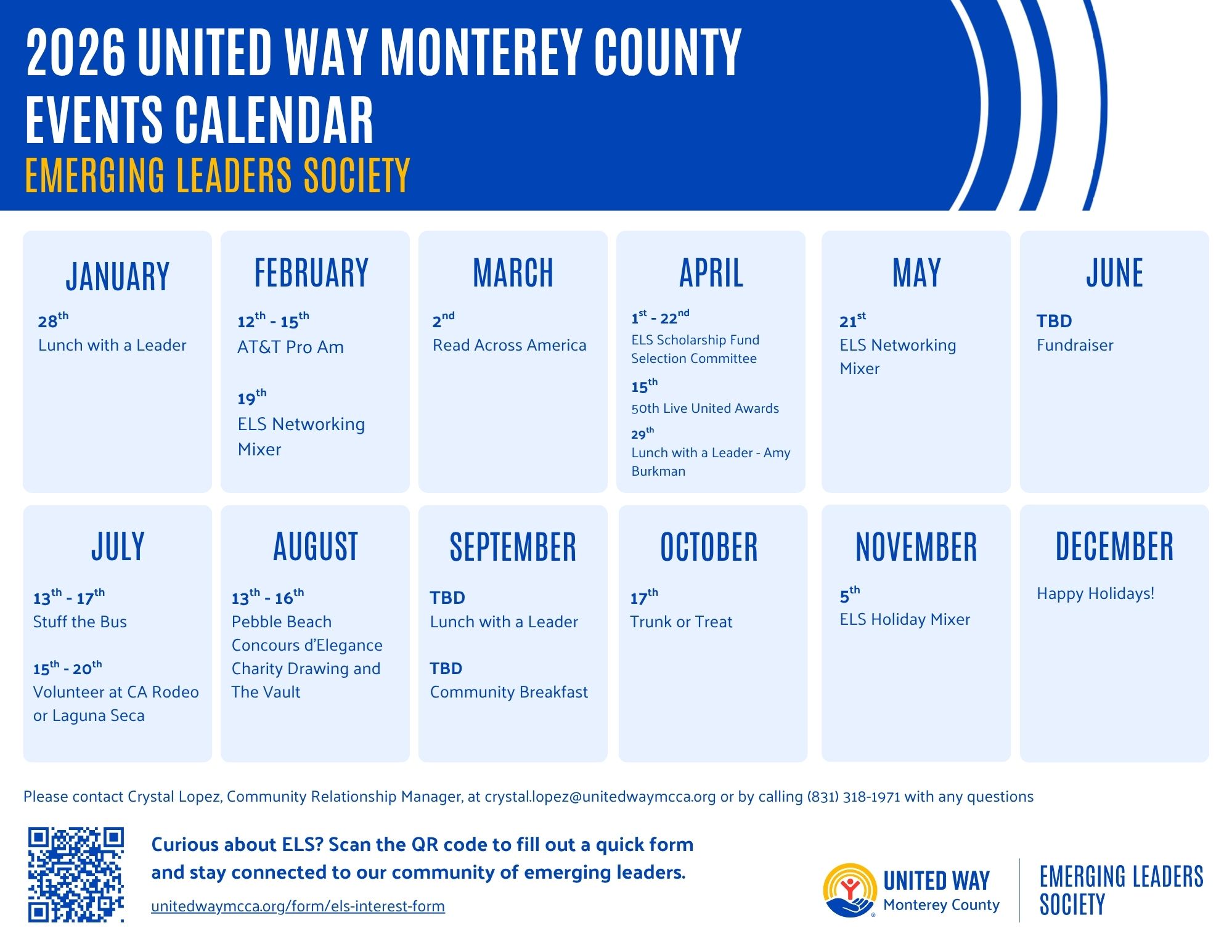 2026 United Way Monterey County Events Calendar Emerging Leaders Society