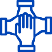 Four hands stacked on top of each other