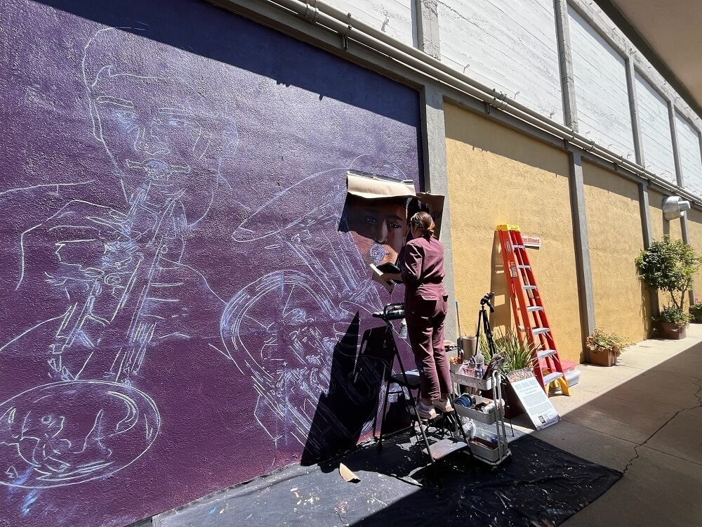 Amy Burkman YOSAL Mural in Mid-Town Lane in progress