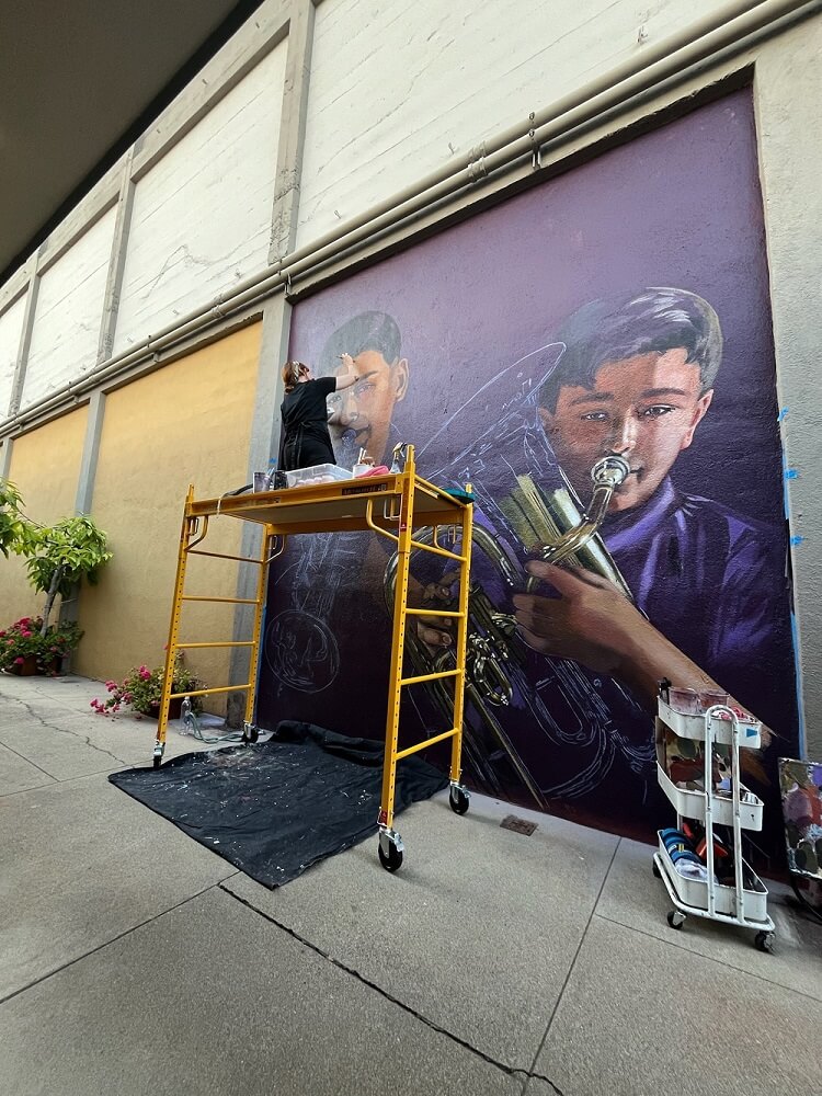 Amy Burkman YOSAL Mural in Mid-Town Lane in progress